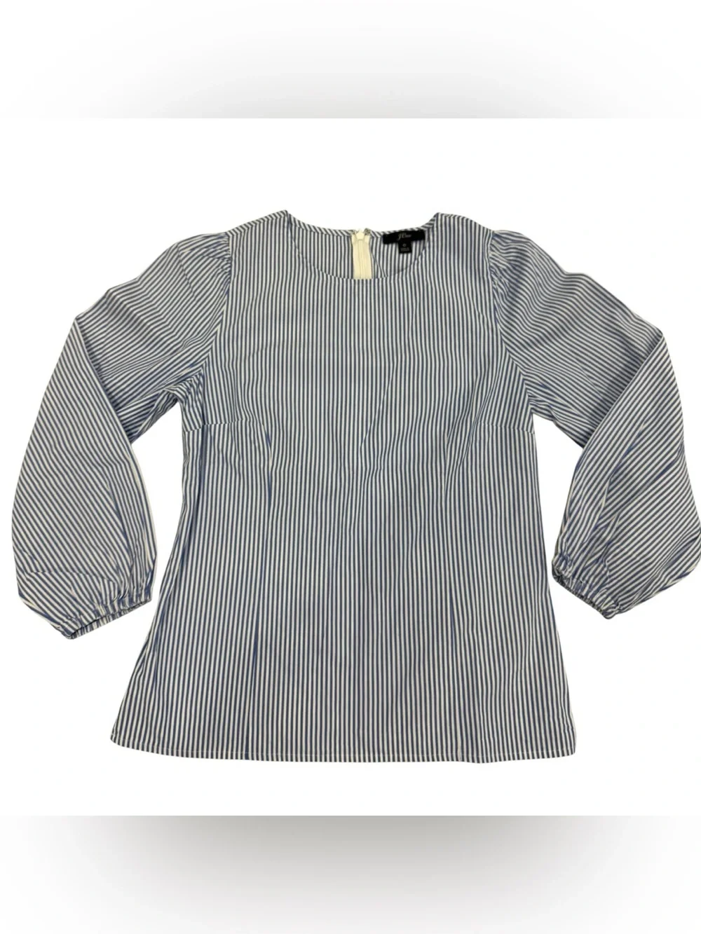 J.Crew Blue White Striped Puff Sleeve Cotton Blouse Top Size 0